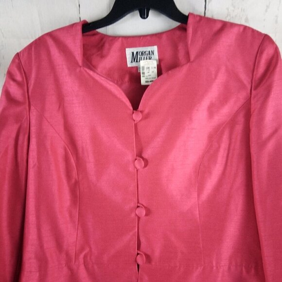 NWT Morgan Miller Womens Size 14 Hot Pink 4 Button Suit Jacket - Picture 2 of 12